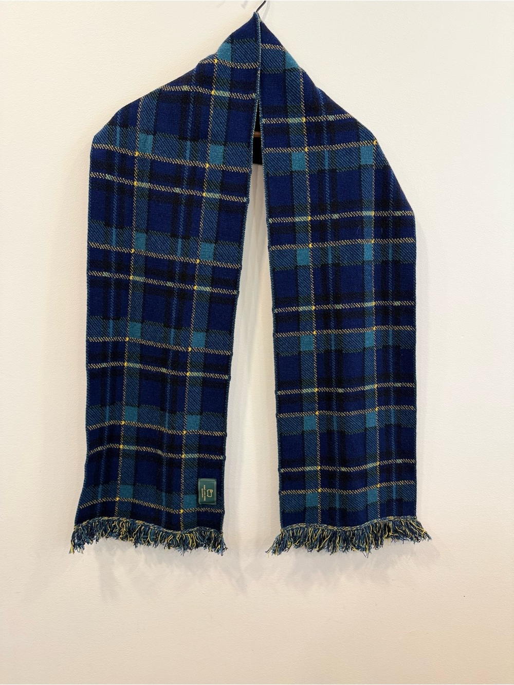 Aime Leon Dore Navy and Teal Plaid Scarf